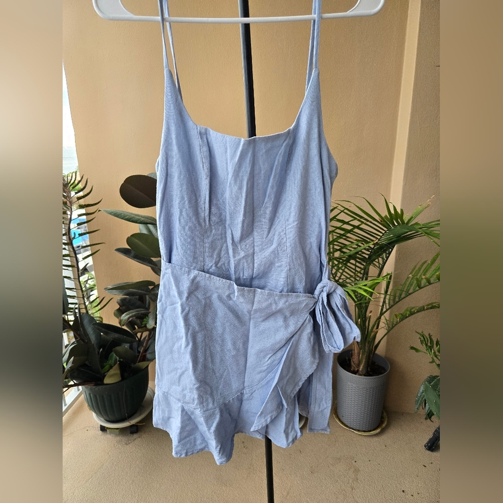 Polly Light Blue Wrap Mini Jumpsuit Size S (AU/UK 8 / US 4 / EU 36)